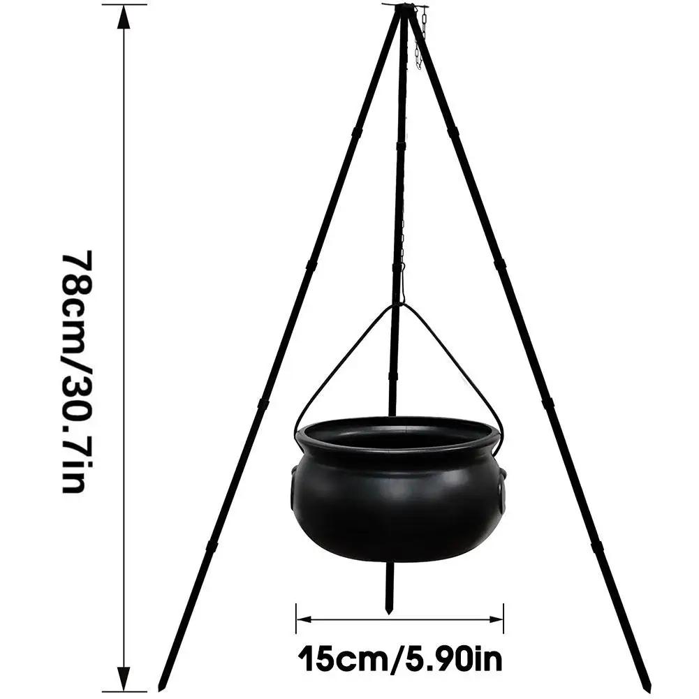 

Witches Cauldron on Tripod with Lights, Black Witch Pot Halloween Bowl Decor, Candy Bucket Decoration for Home Porch Yard Lawn Party one set