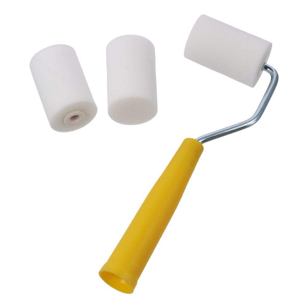 8Pcs White, Yellow Foam Paint Roller 2 Inch Sponge Small Roller Mini Paint Roller Kit  Cabinets