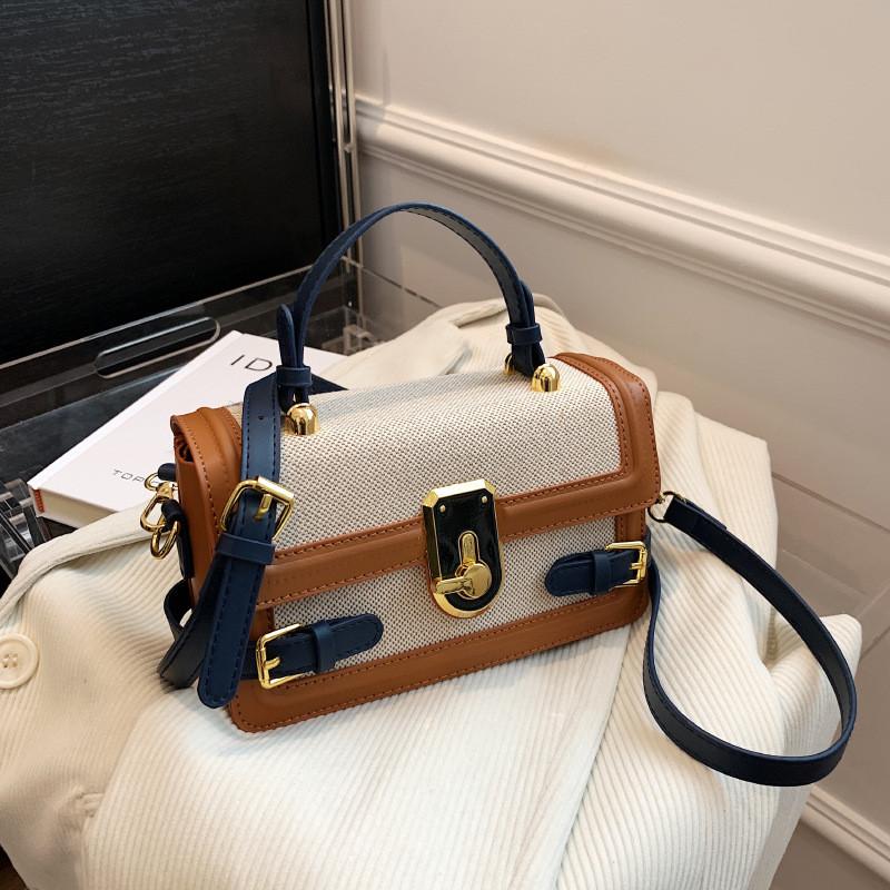 Womens Fashion Square Small Color Matching Shoulder Crossbody Bags Trendy Satchel Purse