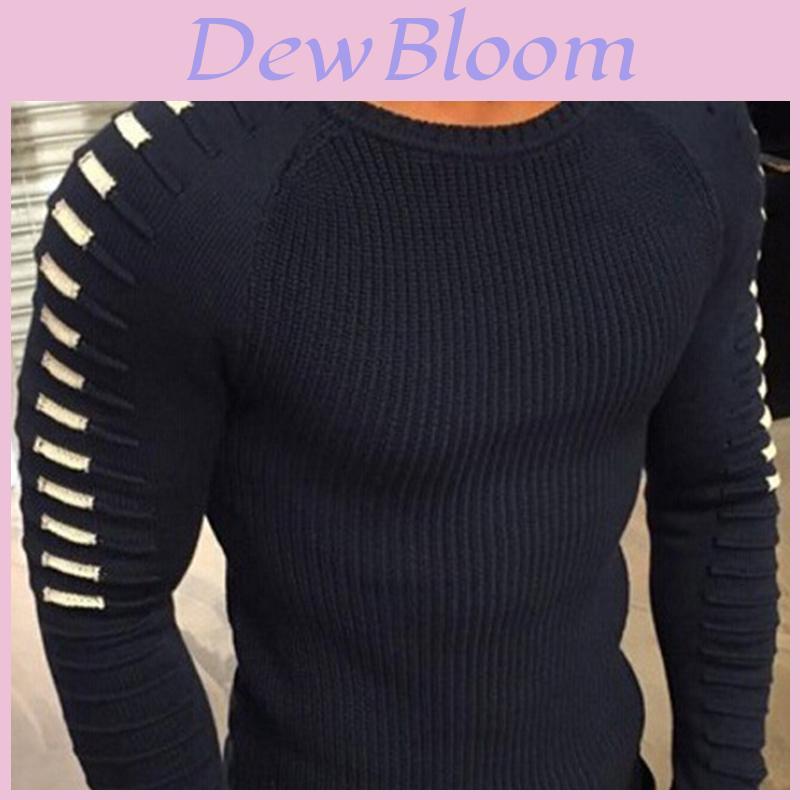 Premium Quality Fashion Men O-neck Knitting Sweater Long Sleeve Slim Fit Pullover Top