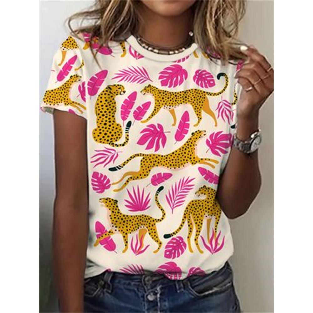 Women's T-shirt Cute Animal Cartoon Dog 3D Printed Cartoon Dog Casual Fashion Short Sleeve Animal Retro O-neck T-shirt