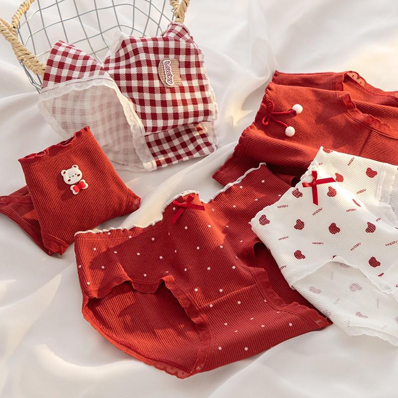 Ladies' Breathable Cartoon Cotton Underwear - Comfortable Antibacterial Waistband Triangle Pants