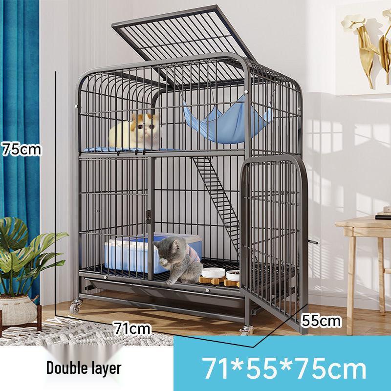 Cat Villa with Integrated Litter Box - Spacious, Secure Indoor Cage for Cats