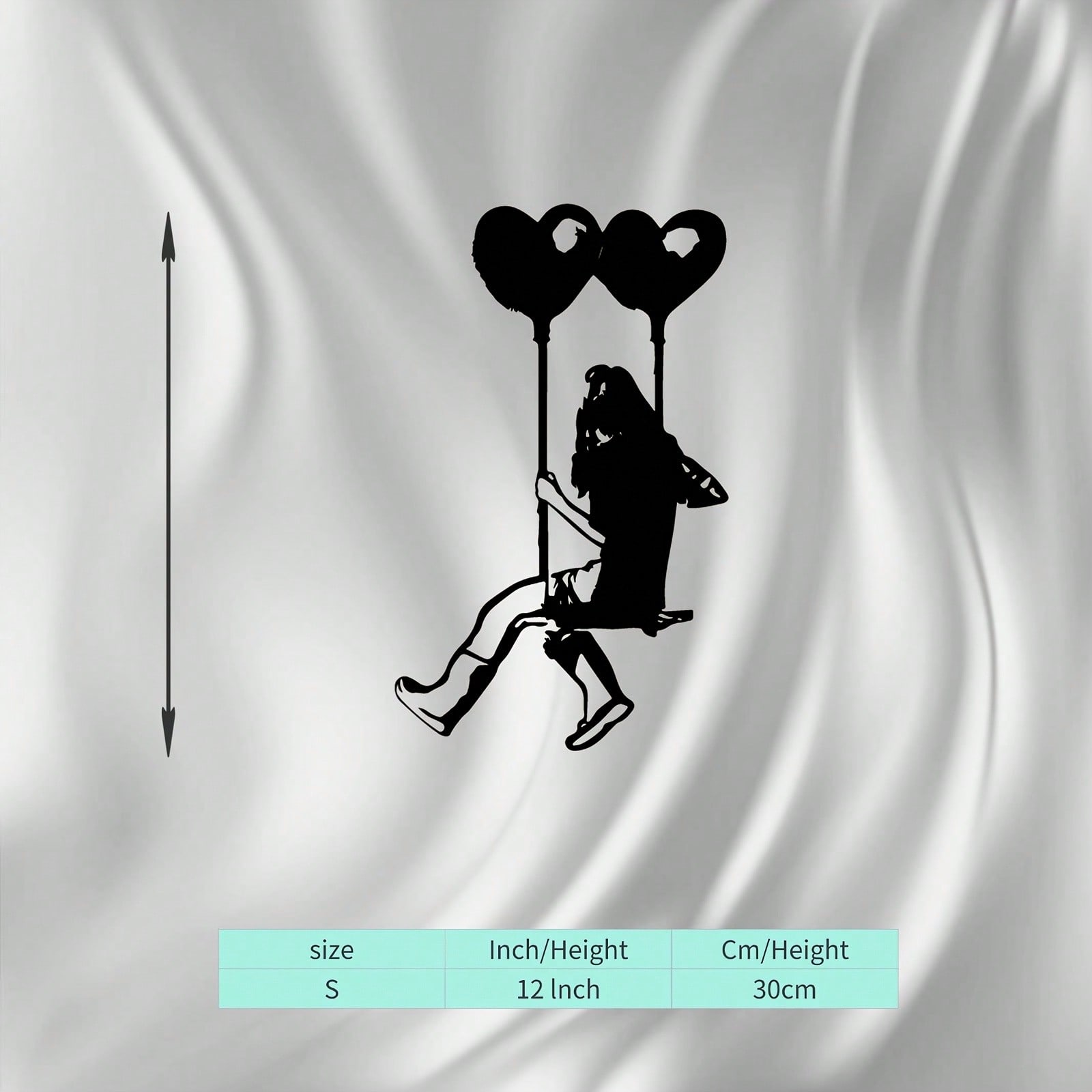 

Iron Wall Art Balloon Girl Statue Romantic Valentine Wedding Decor Rustproof Garden Fence Hanging різнокольоровий
