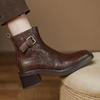 Female Shoes On Sale 2026 New Side Zip Women's Boots Spring Autumn Square Toe Solid Short Barrel Chunky Heels Fashion Boots