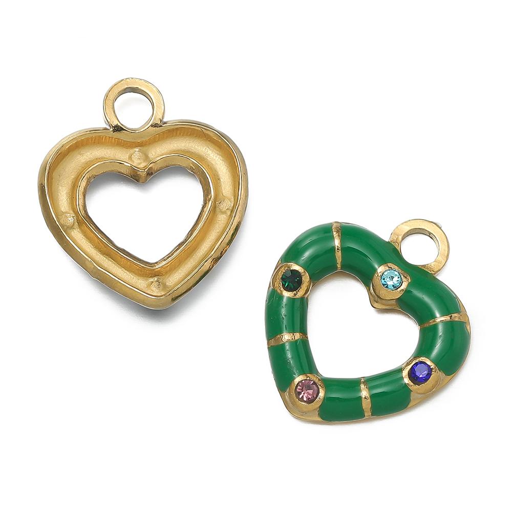 1 pièce/lot Pendentifs Triangle Ovale Cœur d'Amour Multicolores en Acier Inoxydable Pour Bracelet Collier DIY Accessoires de Bijoux