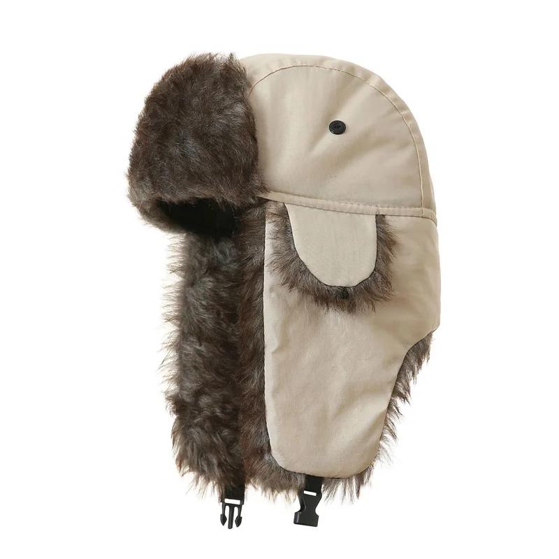 Russian Ushanka Winter Hat Mens Military Pilot Cap with Ear Muffs Windproof Cold Weather Army Style Aviator Fur Hat