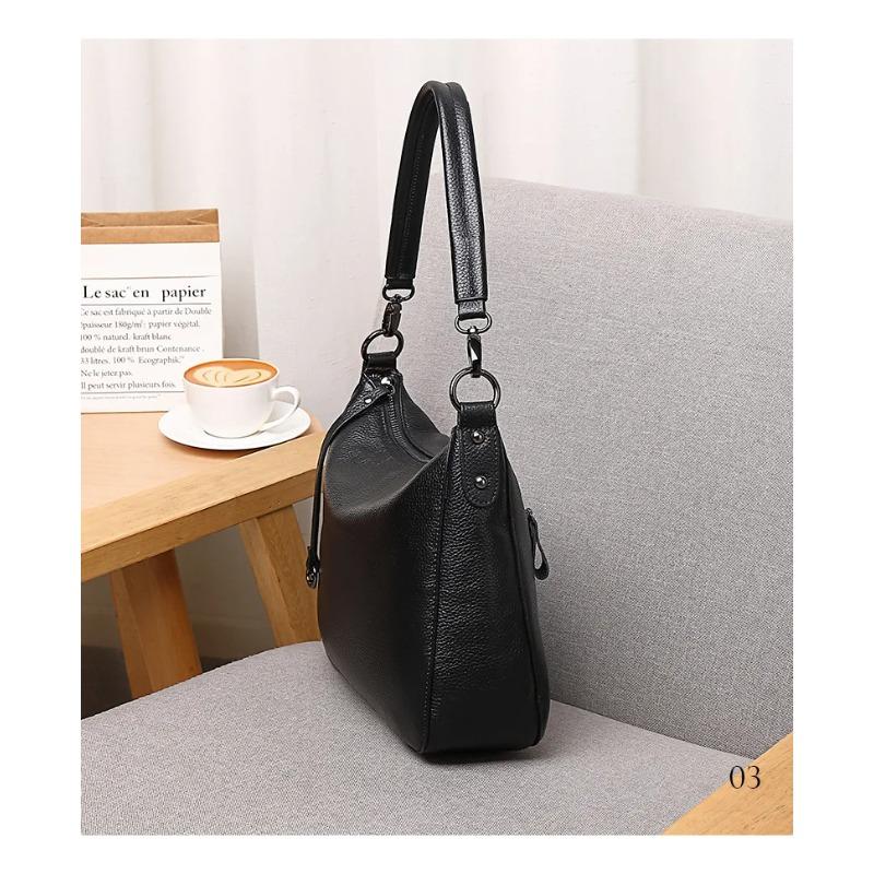 Women's Genuine Leather All Seas Versatile Bag, Minimalist Solid Color Underarm Shoulder Crossbody Handbag for Commute