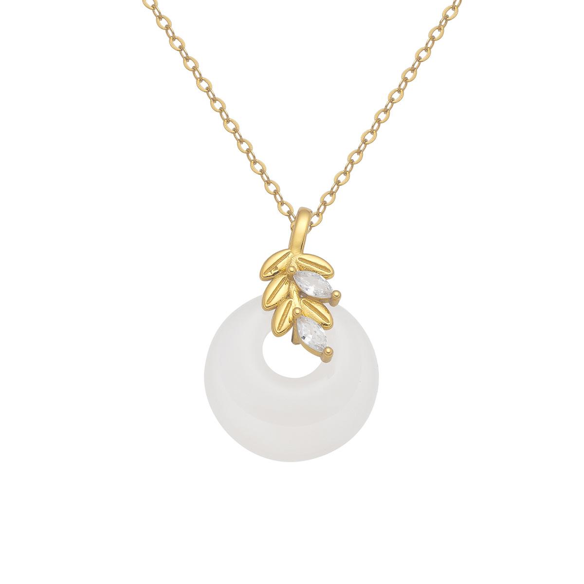 

Серебряное ожерелье S925, женская цепочка с пряжкой в виде колосьев пшеницы, натуральный халцедон, ключичная цепочка 925 Silver