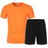Mesh Short-sleeved Suit Summer Men's 2-piece Breathable Jersey T-shirt Sports Five-point Shorts Solid Color Casual Suit