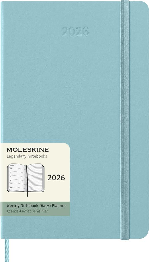 Moleskine 2026 January Large Size x DHB2412WN3Y26 Planner, Start, 12-Month Weekly, (13cm 21cm), Hardcover, Aquamarine,