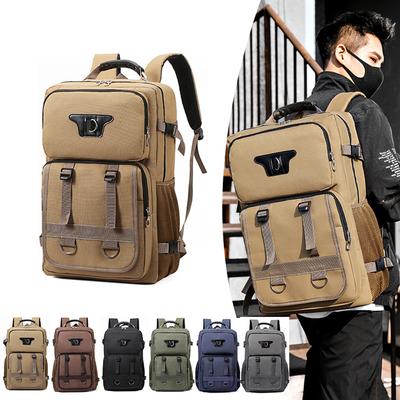 Fashion New Men's Multi-functional Canvas Backpack Waterproof Lightweight Travel Backpack Outdoor Breathable Wear-resistant Sports Backpack