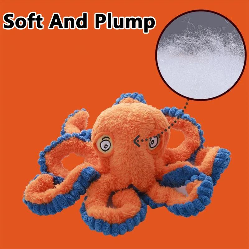 Indestructible Dog Toys for Aggressive Chewers Squeaky Octopus Plush Chew Toy with Rattle Sound Interactive Puppy Toys for Small