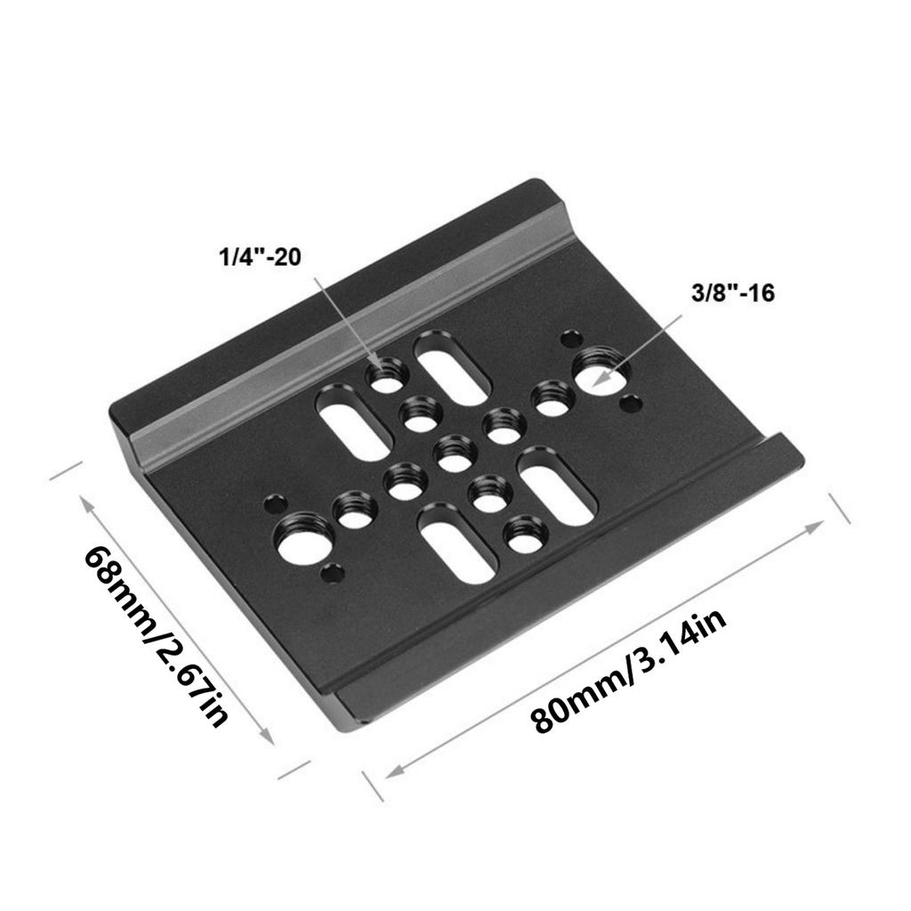 80MM Quick Release Tripod Baseplate with 1/4inch & 3/8inch Thread Aluminum Dovetail Bridge Plate Simple Installation