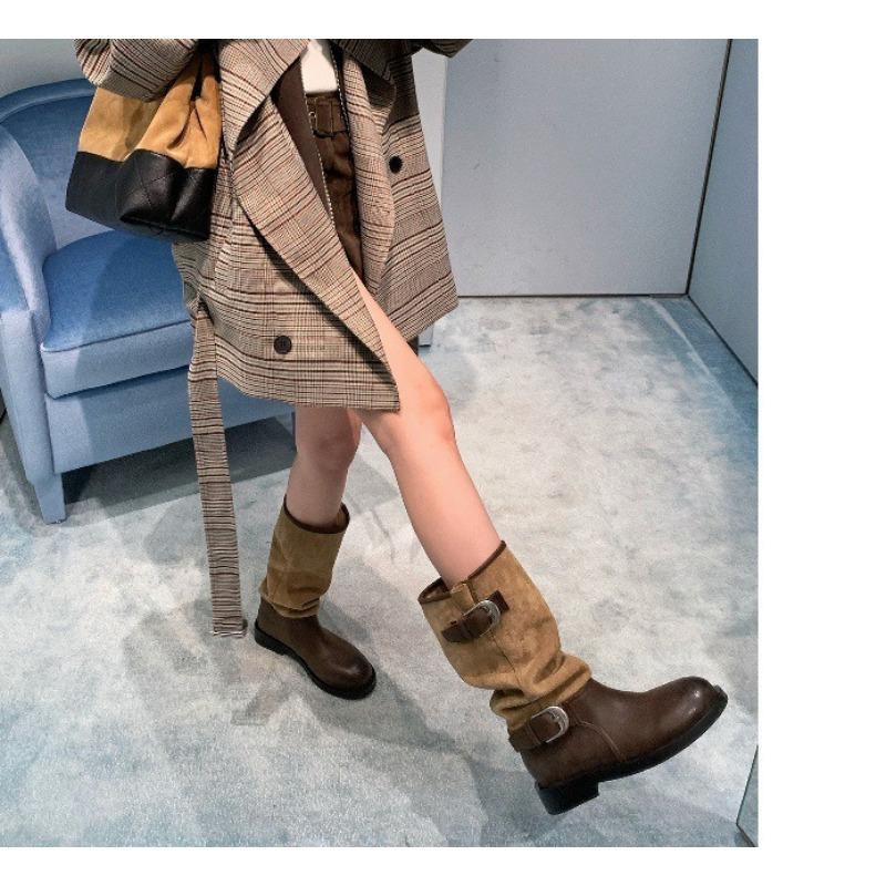 Women's Retro Boots with Buckles, Slimming Boots, Women's Shoes