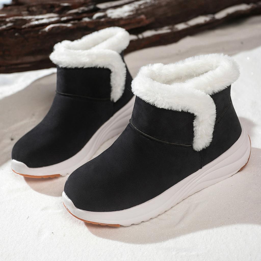Winter Womens Snow Boots Non Slip Fluffy Fur Platform Suede Ankle Boots Comfort Warm Slip On Sneakers for Women Zapatillas Mujer