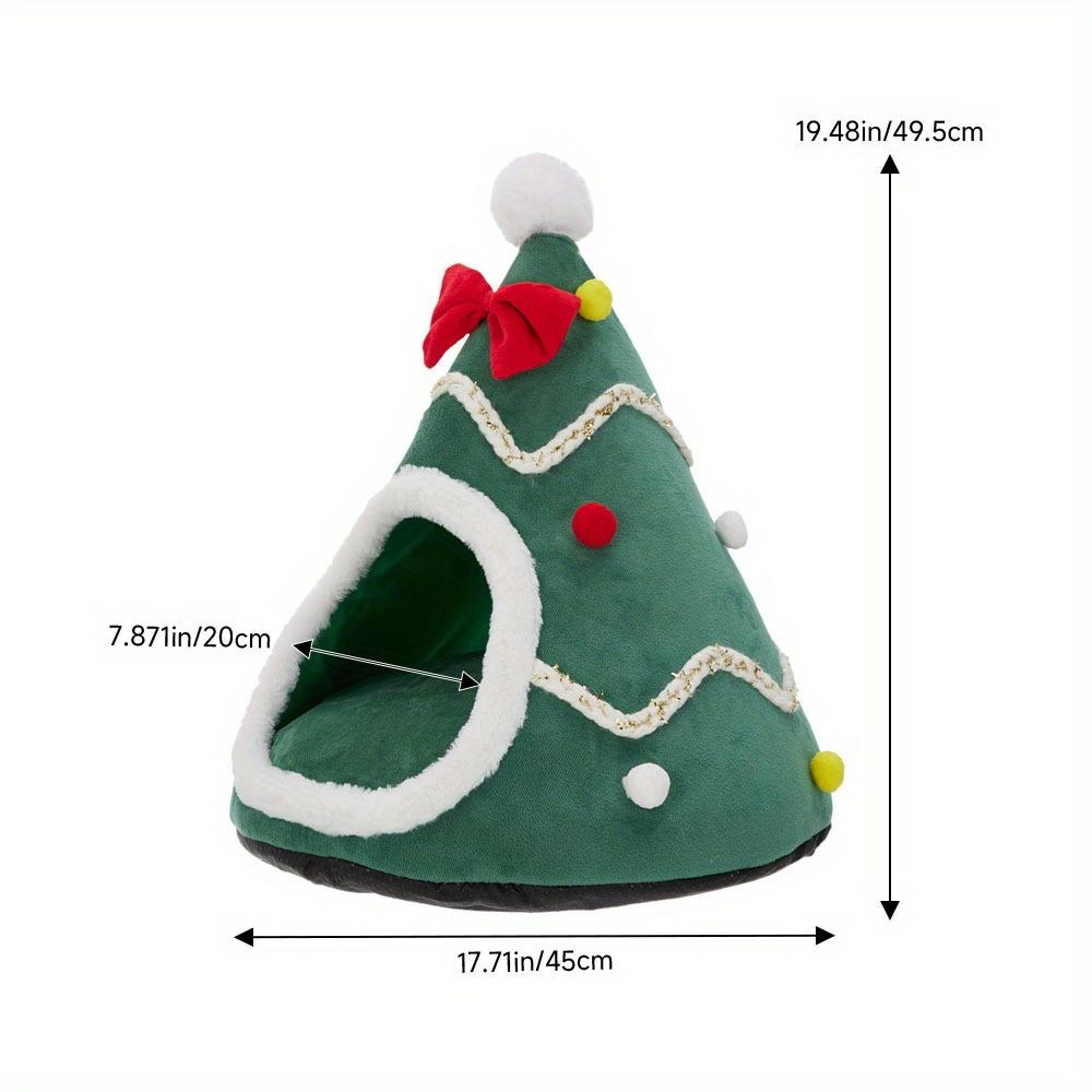 Christmas Tree Pet Bed Cozy Plush Cat Dog Bed Winter Soft Festive Gift Pet House Durable Holiday Decor for Small Medium Pets
