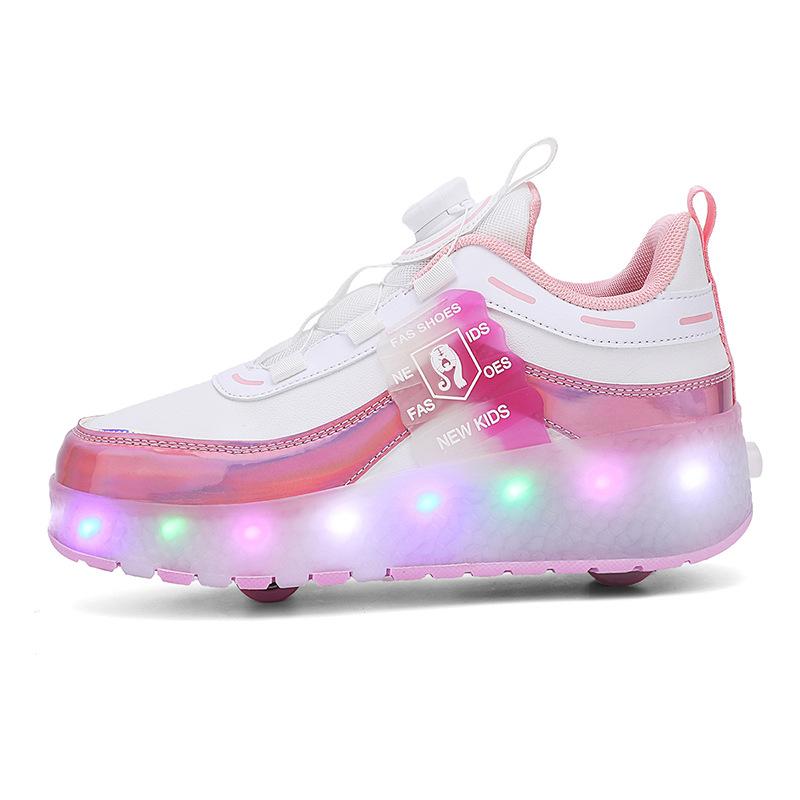 New runaway shoes children and girls flying invisible shrinkable boys deformation roller skates with lights wheels shoes