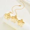 3pcs Stainless Steel French Vintage Flower Jewelry Set for Women Fashion Exaggerated Necklace Earrings Jewelry Set Daily Gifts