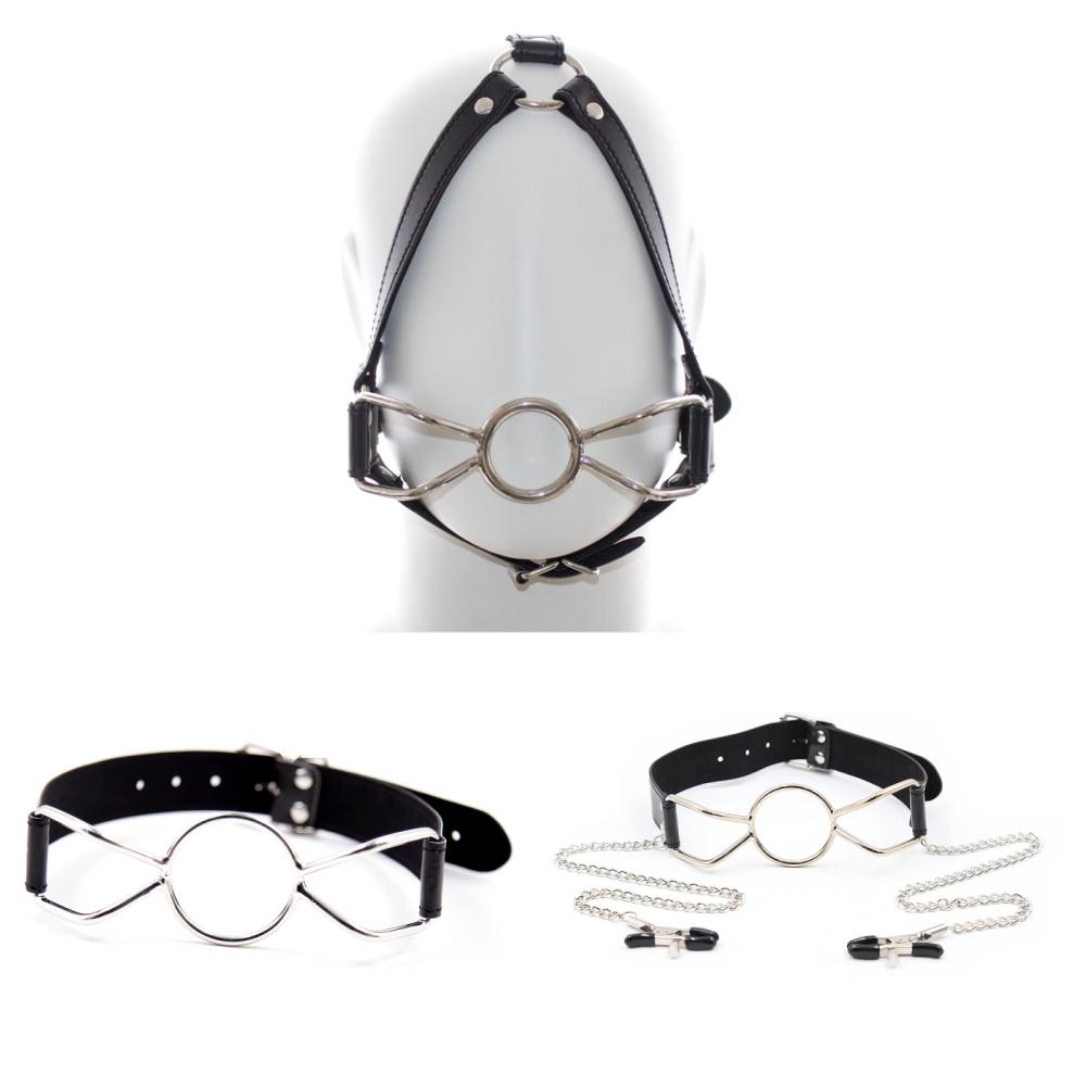 VaHppy Bavaglio in acciaio inox a forma di farfalla O-ring maschere morsetti per capezzoli SM Bondage giocattoli sessuali coppia flirt prodotto BDSM per adulti