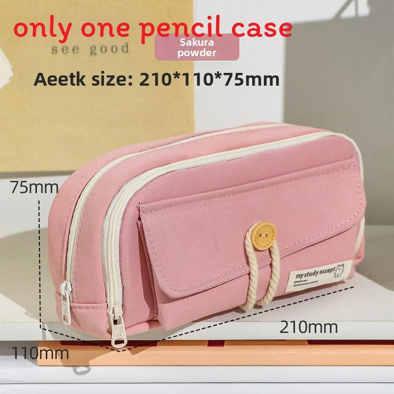 Canvas Pencil Case For Girls With Large Capacity And Simple Design For School And Stationery Storage