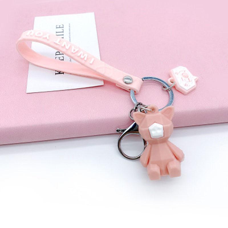 1 Pcs Creative Cartoon Geometric Faceted Dinosaur Panda Doll Keychain Couple Car Key Ring Backpack Hanging Gift
