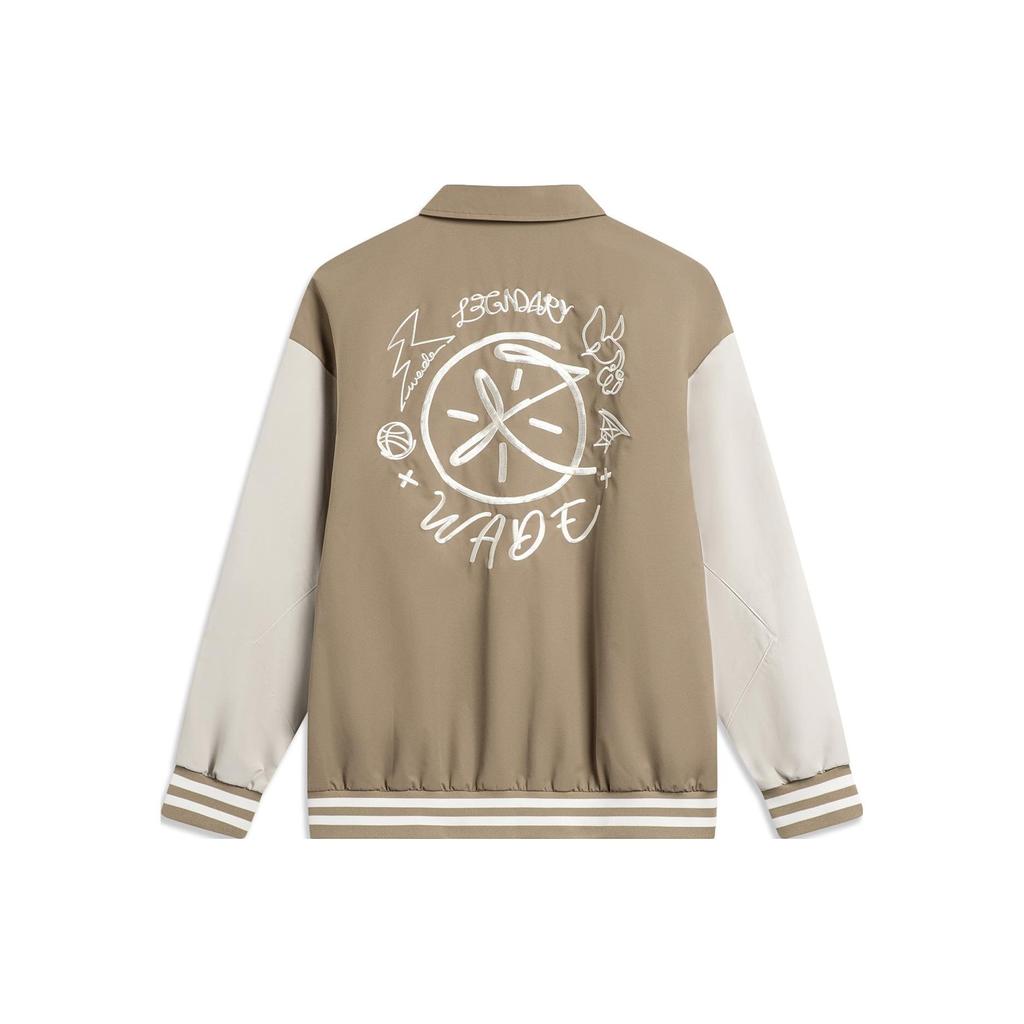 Li-Ning Wade Series Stand Collar Letter Print Woven Casual Long-Sleeve Sports Coach Jacket Men Jacket Pale-Chestnut AFDT869-2