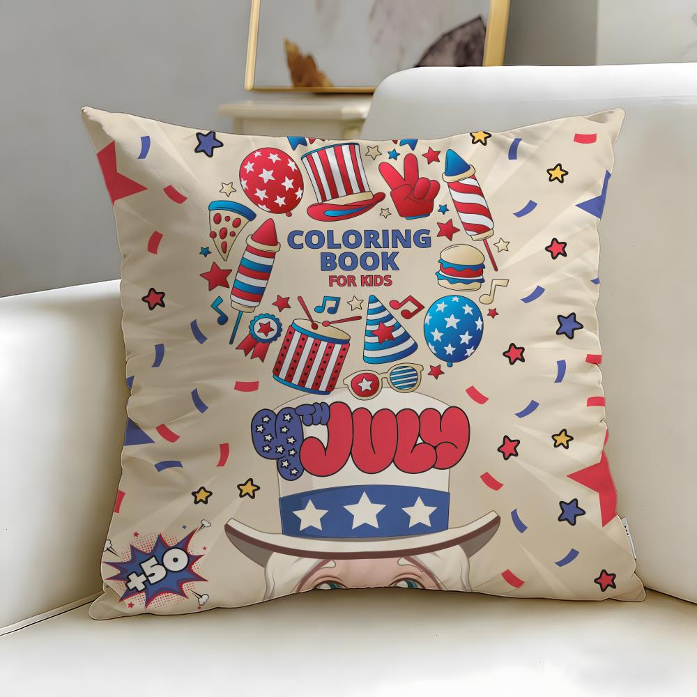 classic holiday Independence Day Cushion Cover Soft EasyWash Pillow Case Versatile for Couch Bed Travel and Office