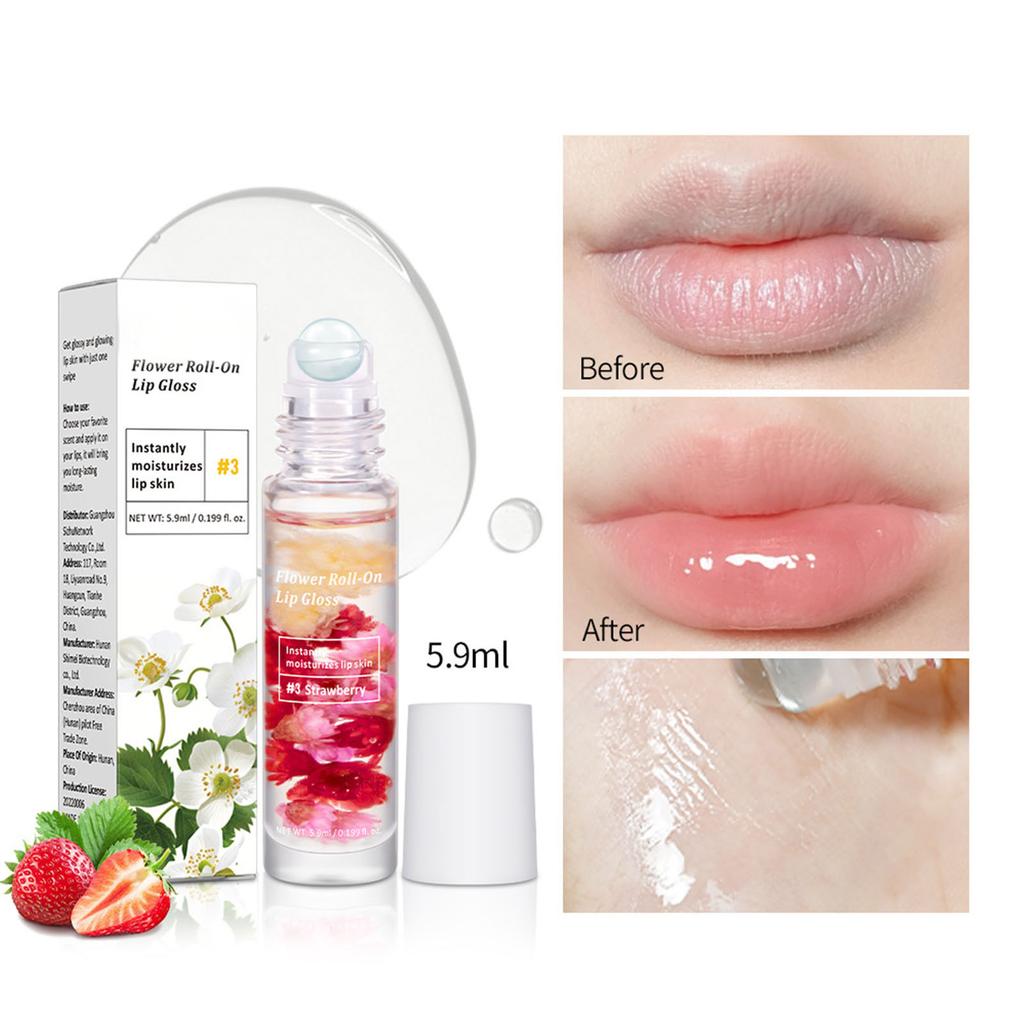 1Pc Sweet Scented Roll-On Lip Gloss, Smooth Rolling Ball Design for Moisturizing Lip Care, Non-Sticky Shine Daily Hydrating Lip Gloss