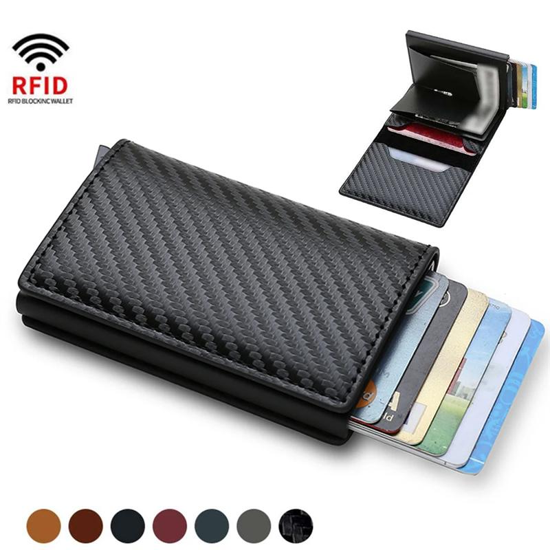 

Rfid держатель для кредитных карт, мужские кошельки, чехол для банковских карт, маленький кожаный тонкий волшебный мини-кошелек, умный минималистичный кошелек