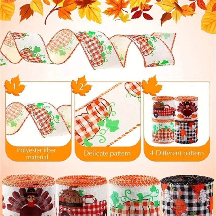 Classical Autumn Decorative Ribbons for Projects and Gift Baskets Decorations