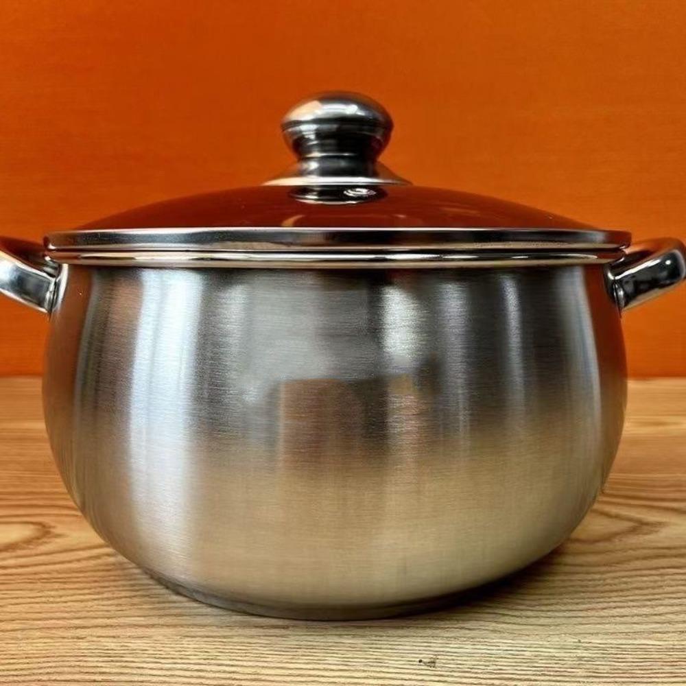 With Glass Lid Soup Pot Stainless Steel Outdoor Cooking Pot Saucepan  Induction Cooker Gas