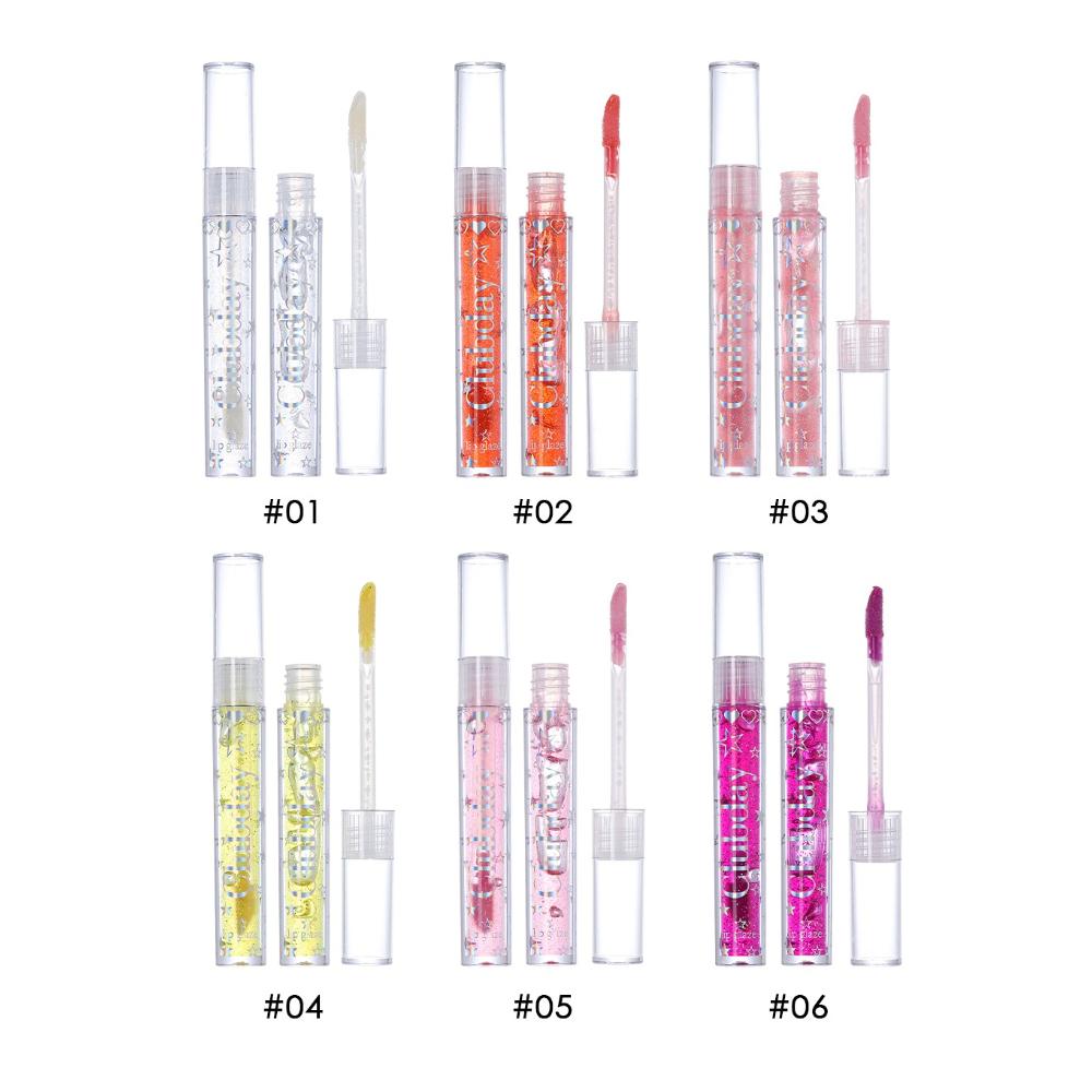 Clubday 6pcs Shimmer Lip Gloss Set, Glitter Water Glossy Lip Glaze, Long-Lasting Moisturizing, High-Shine Mirror Lip Tint for Daily Natural Lip Makeup