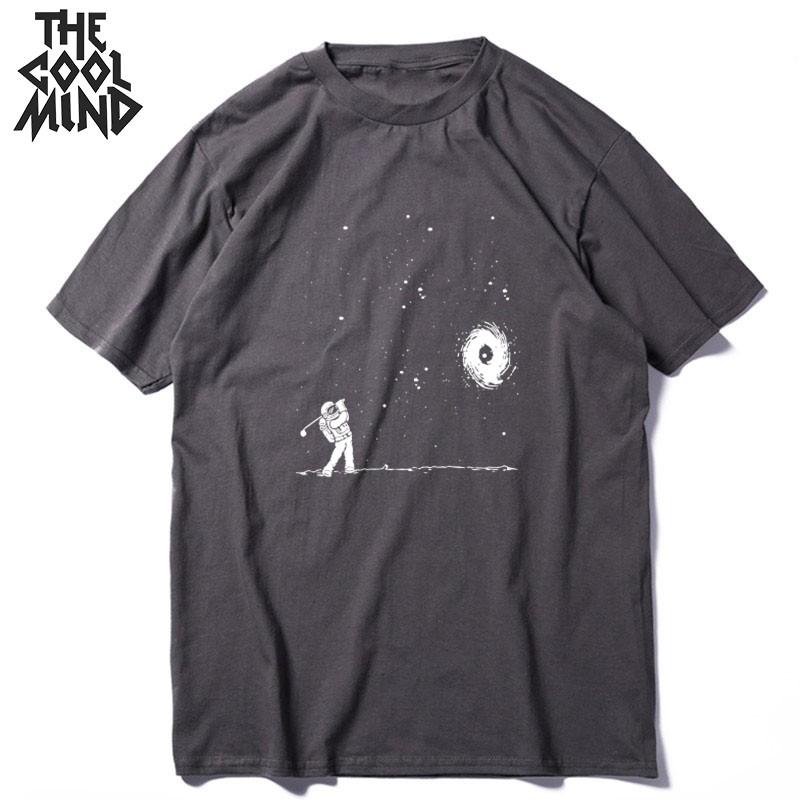 COOLMIND 100% Cotton Moon Print Men T Shirt Casual Summer Short Sleeve Men Tshirt Loose t-shirt Male Tee Shirts Mo0154