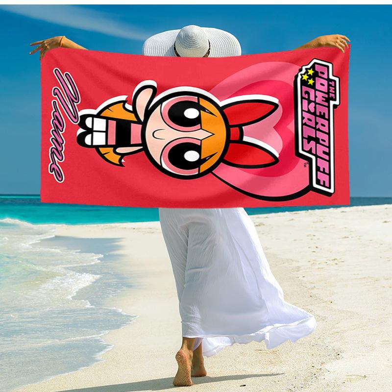 Personalized customized proof beach towel with The Powerpuff Girls pattern - soft, absorbent,quick-drying,perfect swimming,camping&bathing