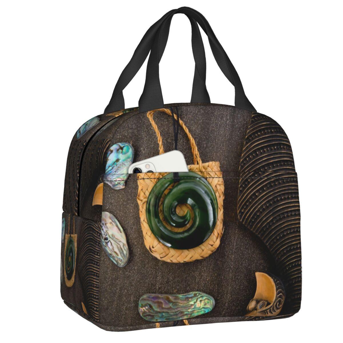 Custom Maoris Kowhaiwhai Pattern Lunch Bag Men Women Thermal Cooler Insulated Lunch Box for Children School 22x20x13cm