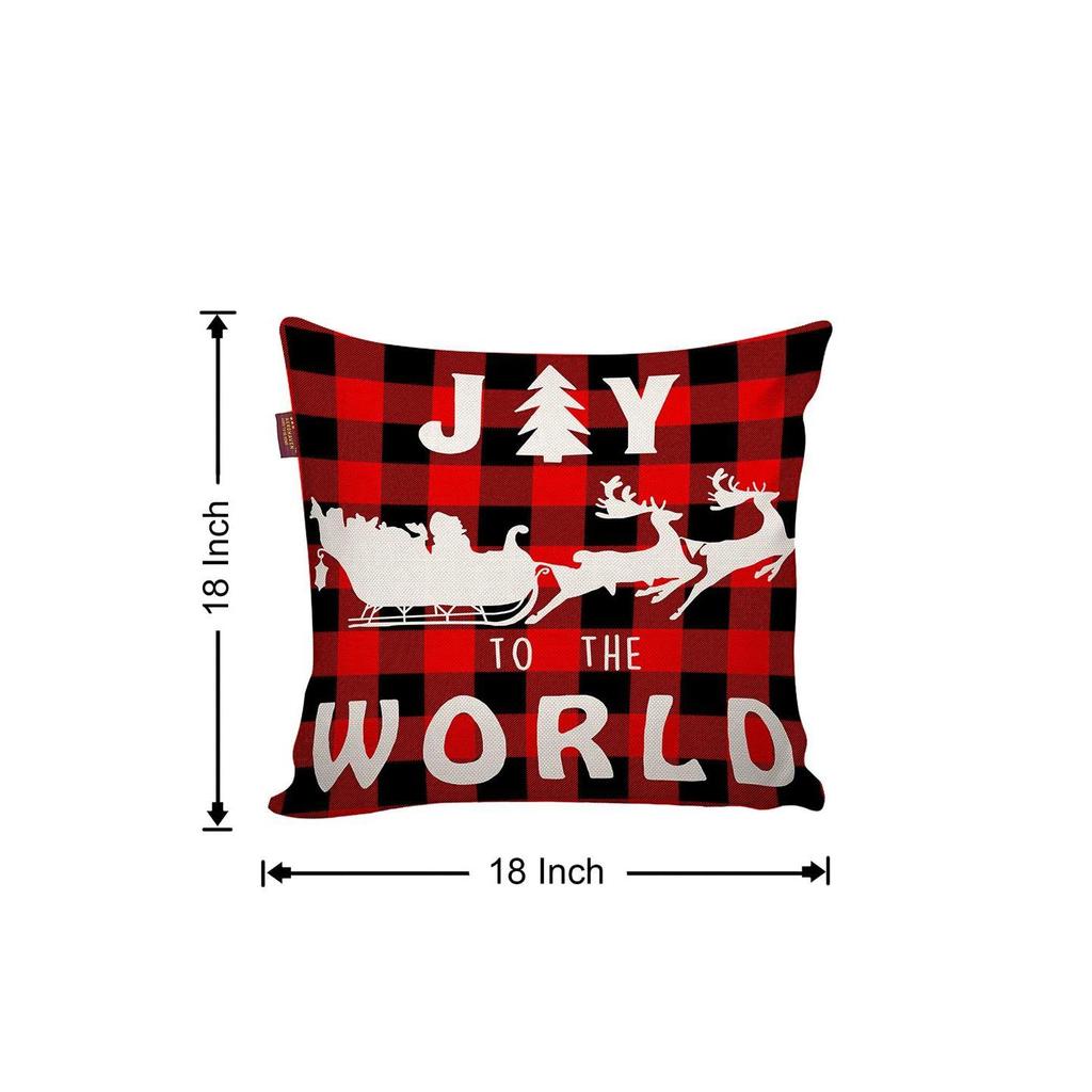 Set of 4 Merry Christmas Decorative Throw Pillow/Cushion Covers - CC219 - (18 X 18 INCH, Red & Off-White)