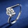 925 Sterling Silver Moissanite Love Ring, PT950 White Gold Plated, Colorfast Luxury Women's Band