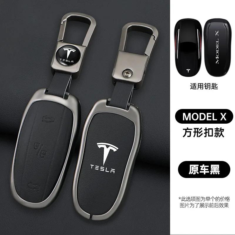 Samolepka na auto 2025 Nová Tesla Slitina zinku Kůže Klíčenka do auta Chytrý dálkový ovladač Pouzdro Kryt Taška Držák Pro Tesla Model X Model M Pro