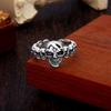 Adjustable Gothic Skull Ring In Oxidized Sterling Men Women Vintage Punk Unisex Jewelry