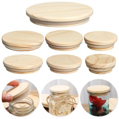 Wooden Compatible Kitchen Organization Wood Lids Canning Storage Wide Mouth Cover Mason Jar Lid
