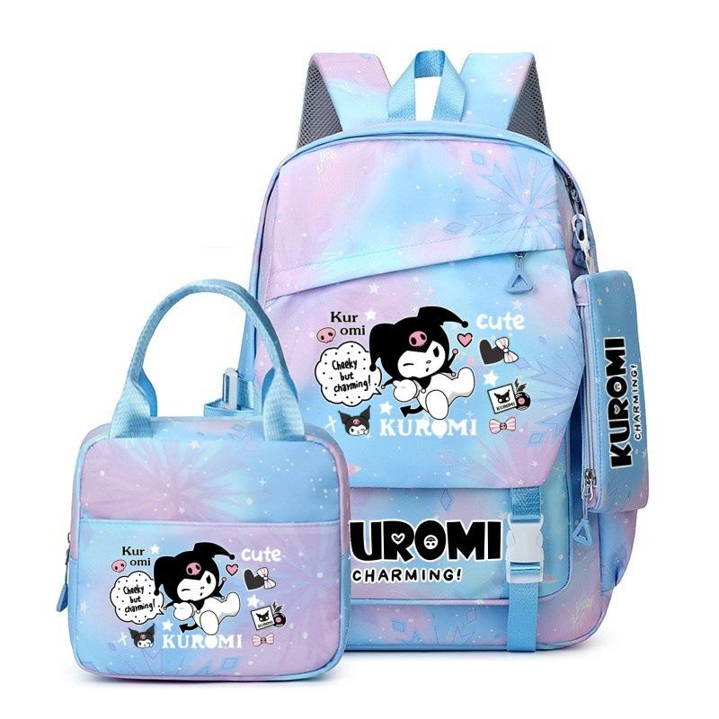 3-teiliges Schulrucksack-Set für Schüler Große Kapazität Oxford-Stoff Schultasche mit Schultergurt und Federmäppchen