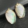 3Pcs, White Shell Zinc Alloy Pendant with Golden Edges, Boho Handmade Irregular Charms for Jewelry Making DIY Necklace Accessories, Unisex Crafts