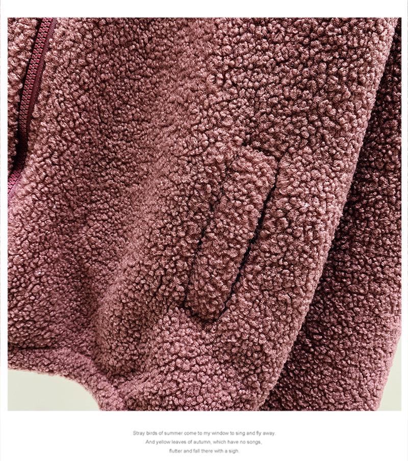 Unisex Fleece-Lined Lamb's Wool Jacket - Warm and Thick for Autumn/Winter