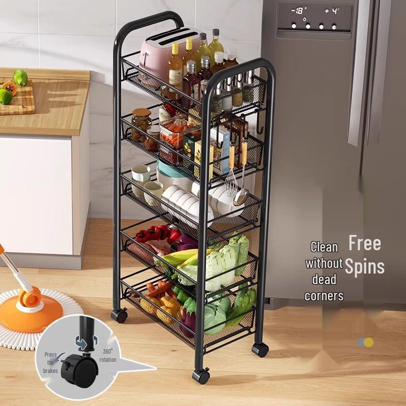 Movable Multi-Layer Kitchen & Bathroom Storage Rack for Fruits & Vegetables