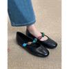 Sheepskin~ Genuine Leather Retro French Shallow Mouth One-word Ballet Single Shoes Women's Flat Commuting Mary Jane Small Leather Shoes