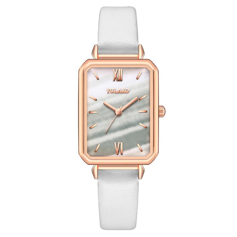 

Женские квадратные часы с минеральным стеклом и кварцевым механизмом для повседневного ношения белый