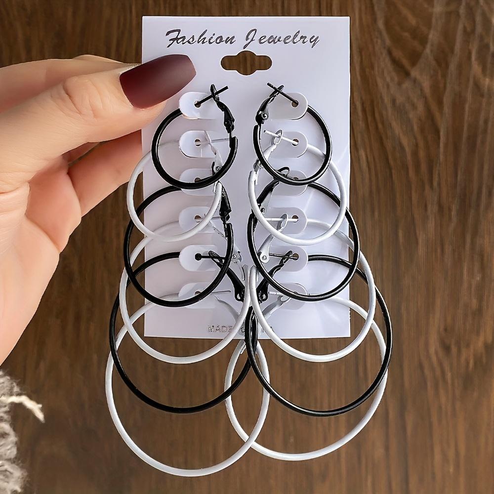 6 Pairs Candy Color Hoop Earrings Set Elegant Sexy Style Jewelry Versatile Ornament For Women Daily Casual