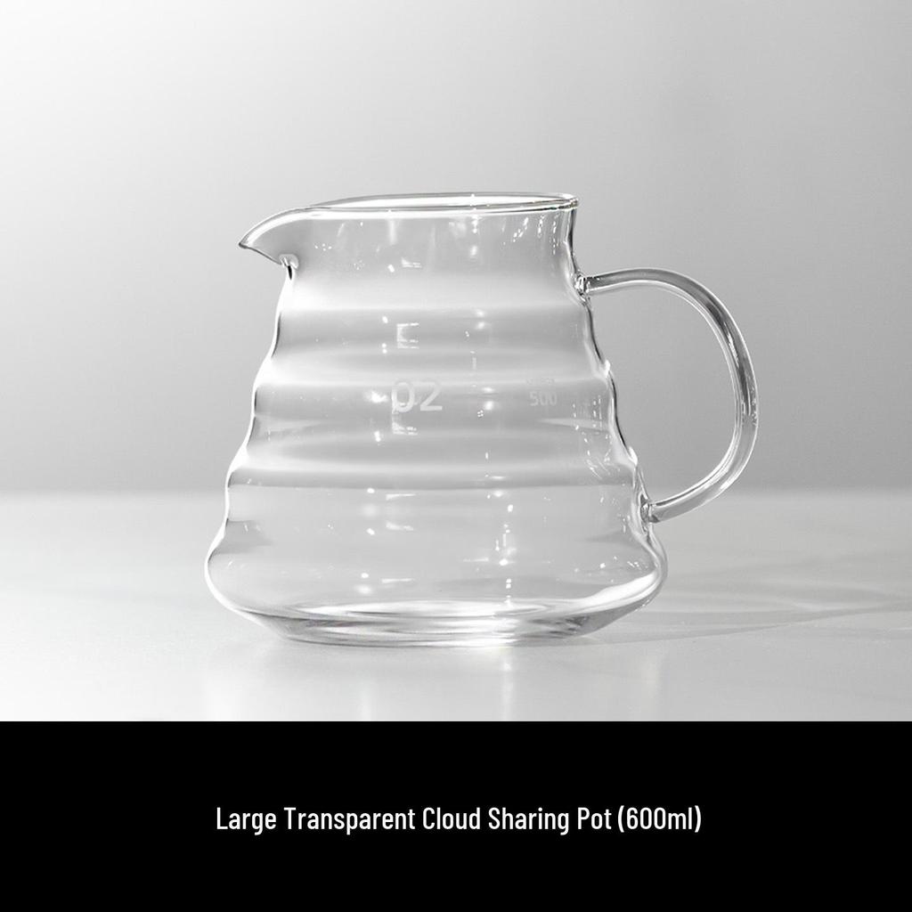 Transparent Glass Pour-Over Coffee Maker Set with Spiral Textured Filter Cup