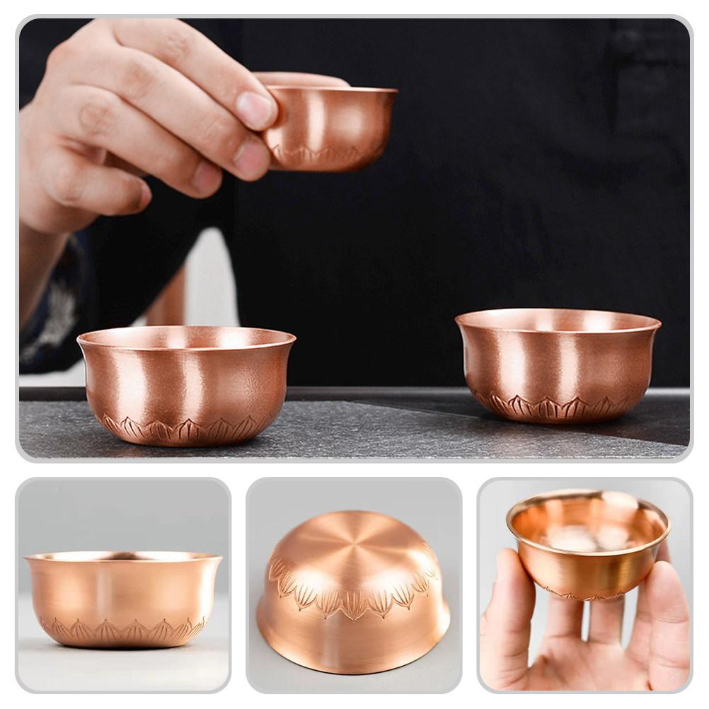 Delicate Golden Purple Copper Offering Cup for Buddhist Worship Multi-Function Metal Cup Exquisite Tabletop Decor Home Supply